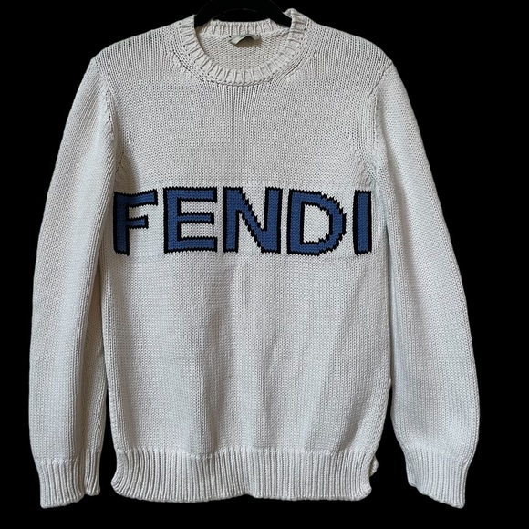 FENDI Logo Crew Neck Wool Sweater